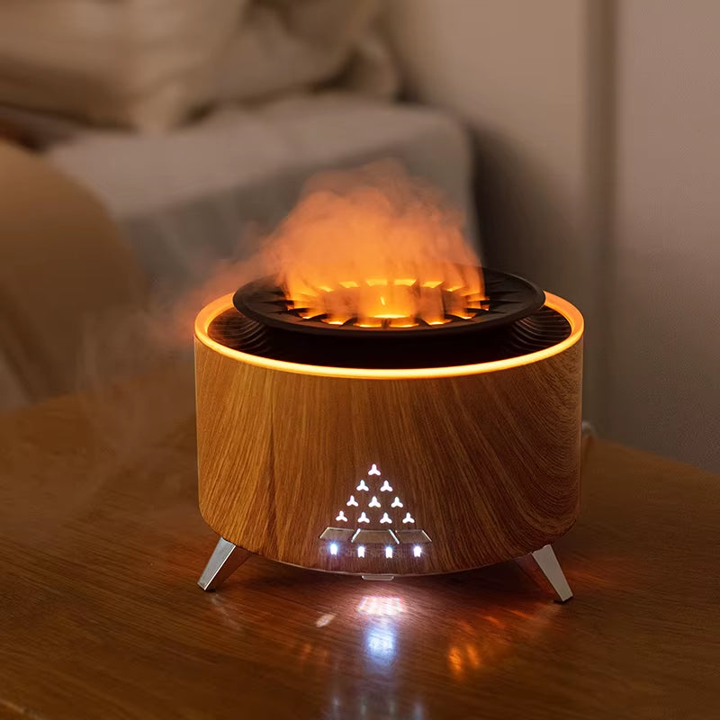 350Ml Volcano Flame Air Humidifier Sleep Aid White Noise Bluetooth Speaker Essential Oil Diffuser Bedroom Humidifier with Remote