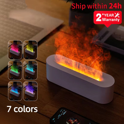 New 7 Colors Flame Lamp Air Humidifier Aromatherapy Diffuser USB Ultrasonic Cold Mist Sprayer Essential Oil Diffuser Humidifier
