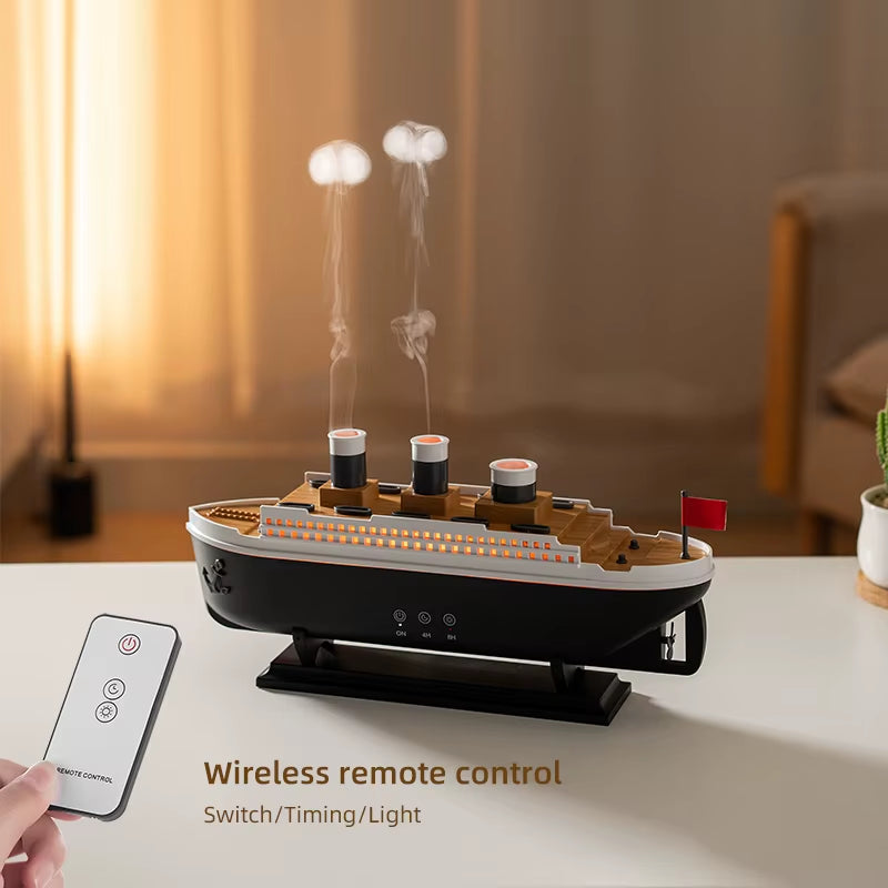 Retro Ship Air Humidifier Ultrasonic Aromatherapy Diffusers Mist Maker Fragrance Essential Oil Aroma Difusor Remote Control