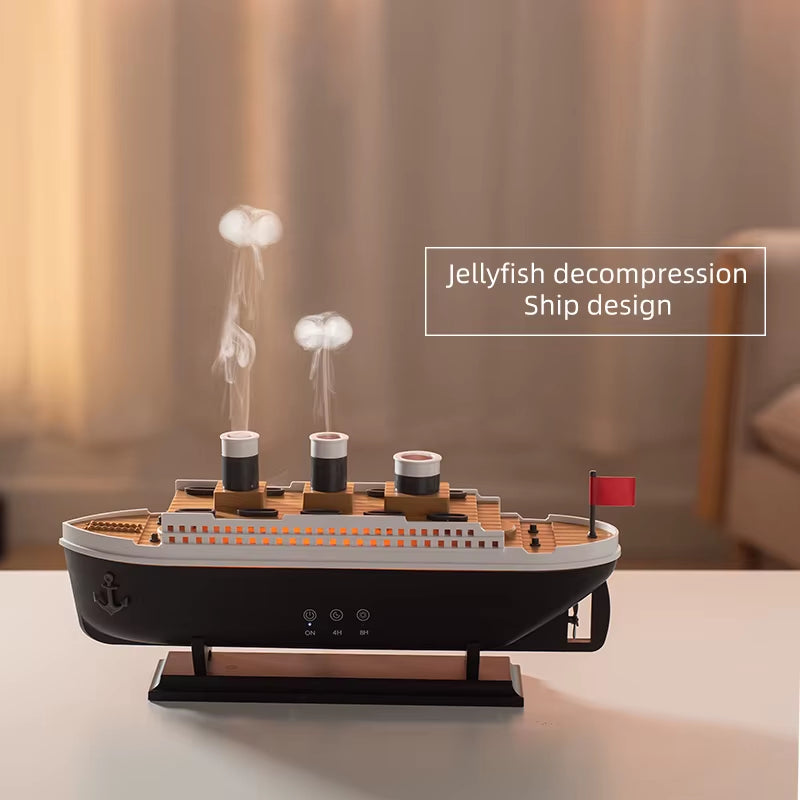Retro Ship Air Humidifier Ultrasonic Aromatherapy Diffusers Mist Maker Fragrance Essential Oil Aroma Difusor Remote Control