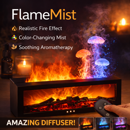 Aroma Humidifier Flame Essential Oil Diffuser Air Humidifier Aromatherapy Fragrance Diffuser with RGB Light and Remote Control