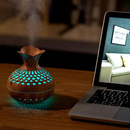 Wood Grain Humidifier 300Ml, USB Aroma Diffuser, Atomizer, Household Humidifier, Moisturizing Instrument, Office Humidifier，Gift
