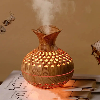 Wood Grain Humidifier 300Ml, USB Aroma Diffuser, Atomizer, Household Humidifier, Moisturizing Instrument, Office Humidifier，Gift