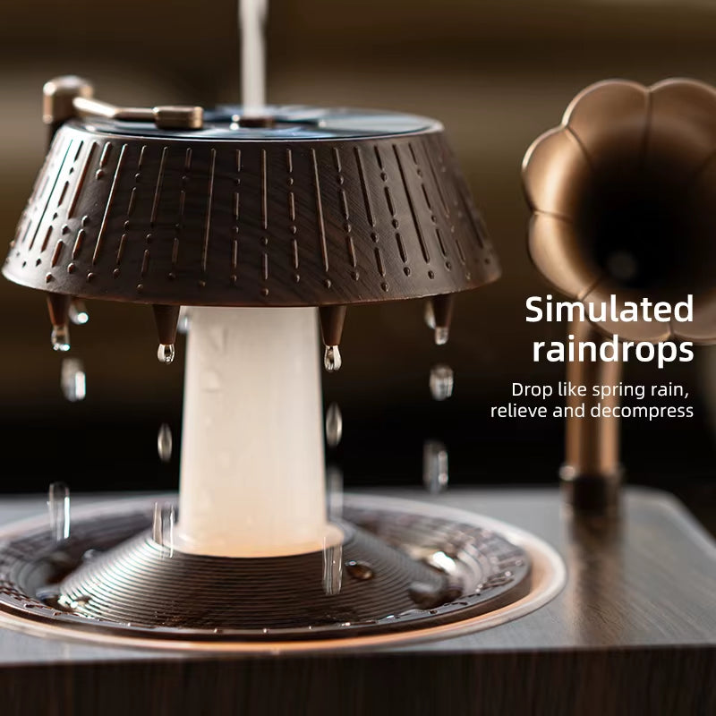 250Ml Rotating Raindrop Air Humidifier Music Box Phonograph Gramophone Aromatherapy Humidifier Essential Oil Fragrance Diffuser