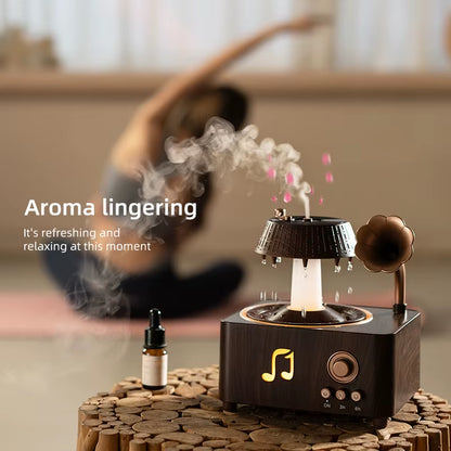 250Ml Rotating Raindrop Air Humidifier Music Box Phonograph Gramophone Aromatherapy Humidifier Essential Oil Fragrance Diffuser