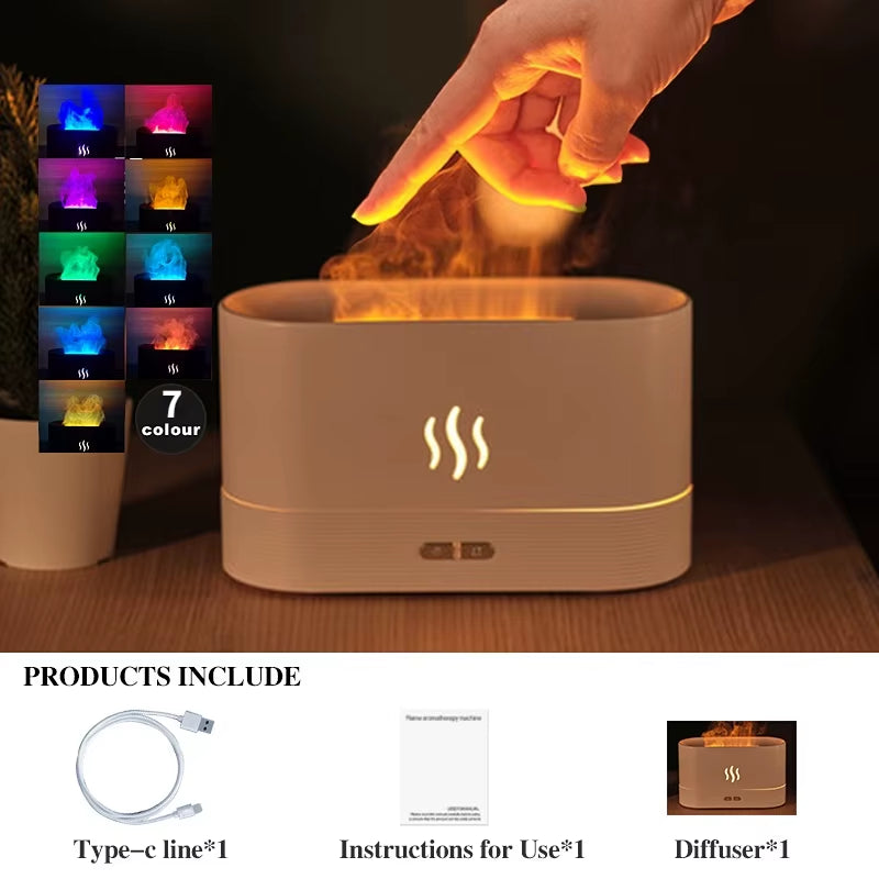 New 7 Colors Flame Lamp Air Humidifier Aromatherapy Diffuser USB Ultrasonic Cold Mist Sprayer Essential Oil Diffuser Humidifier
